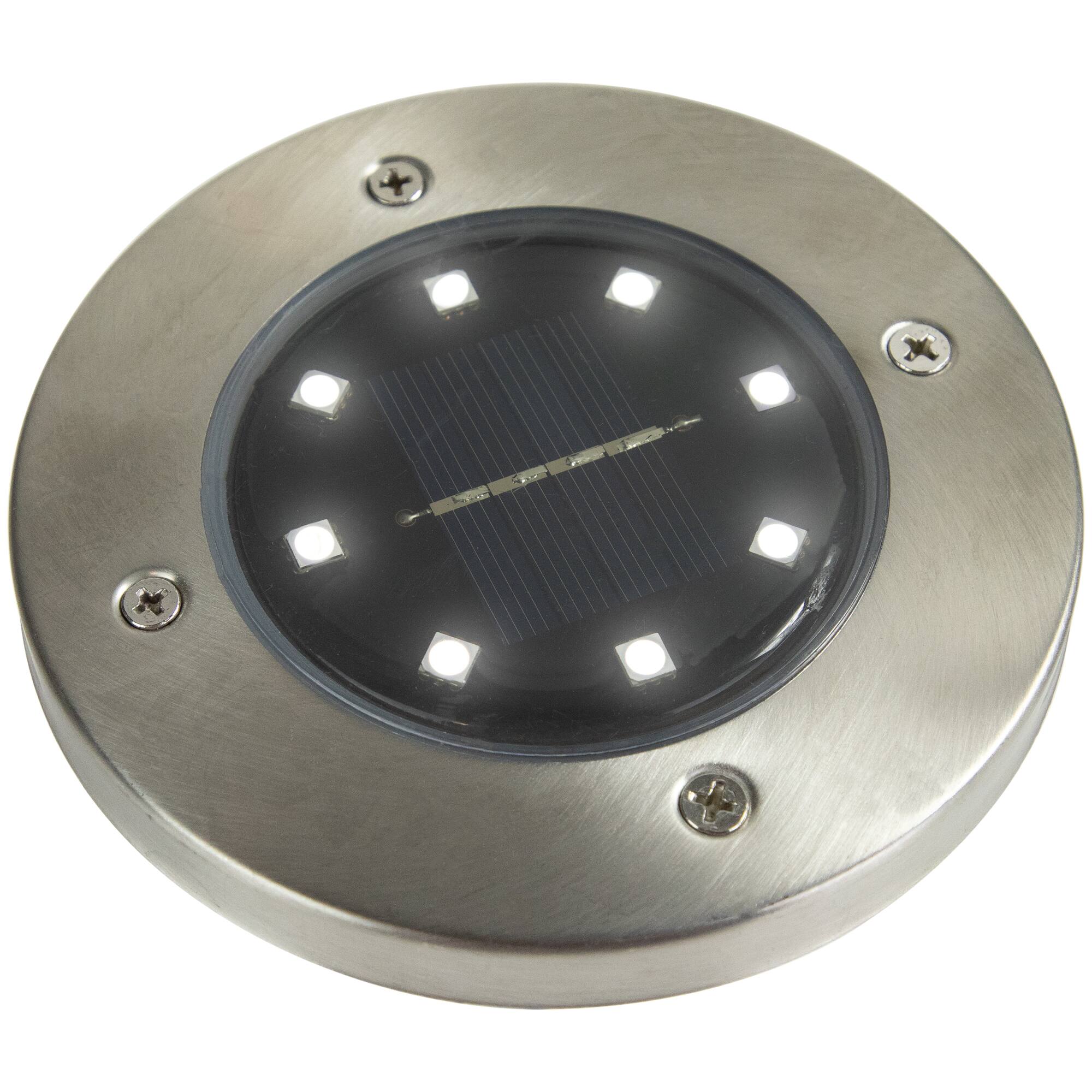 5" Round Solar Powered Stainless Steel LED Pathway Markers, 8ct.